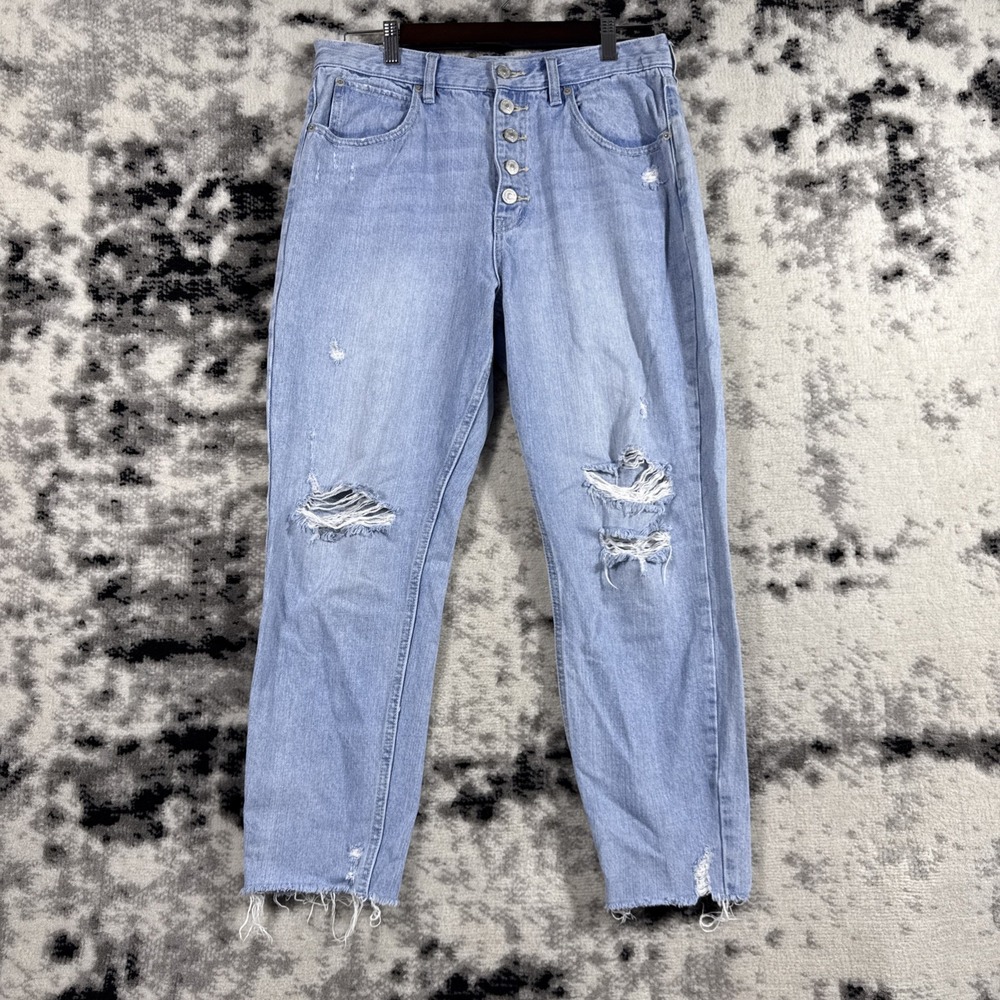 We The Free Jeans Womens Size 30 Light Wash Distressed Button Fly Hippie